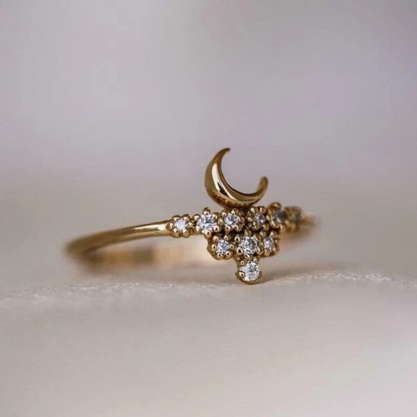 crescent moon diamond ring