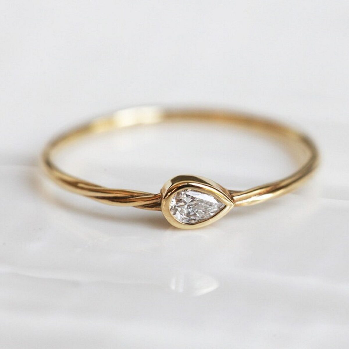 Bezel Pear Diamond Ring