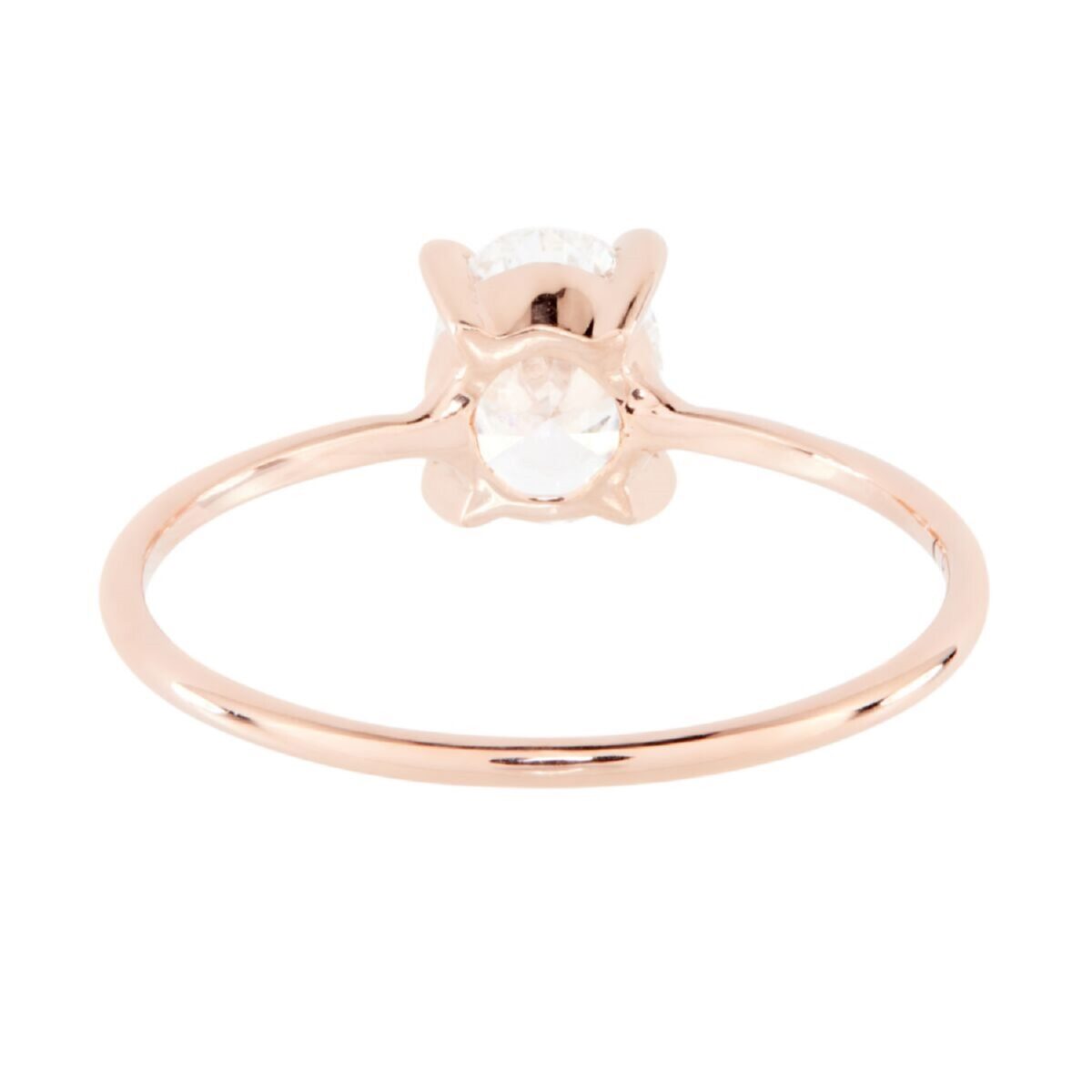 Shop this minimalist style oval cut lab grown diamond solitaire stackable ring crafted in 14k rose gold.