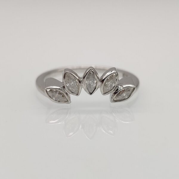 Bezel set 5 stone marquise cut diamond ring band