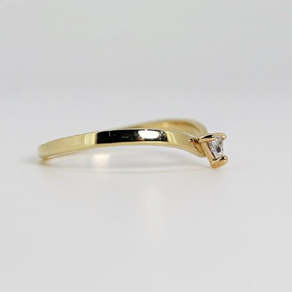 Vintage stackable triangle cut lab grown diamond wedding band crafted in solid 14k yellow gold.
