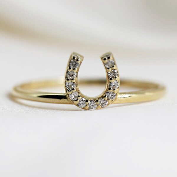 round cut diamond dainty stackable ring