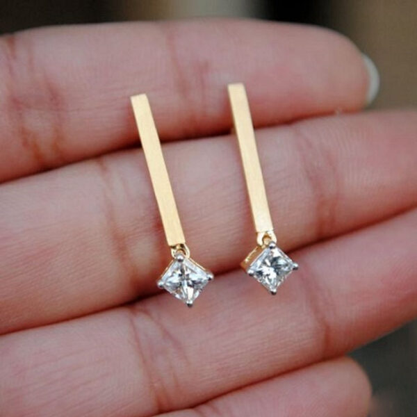 Princess cut lab grown dangle drop earrings