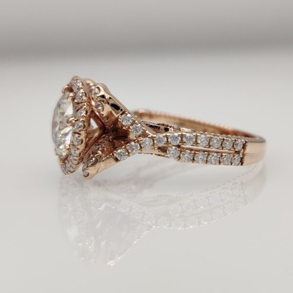 Vintage inspire round cut moissanite ring in rose gold