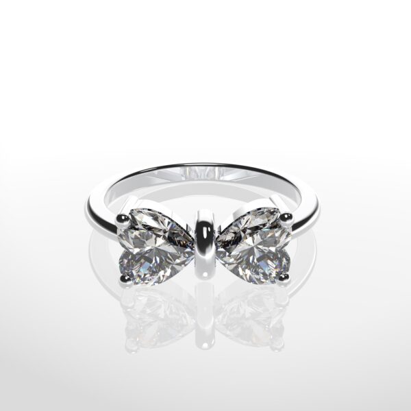 two heart cut lab diamond wedding ring