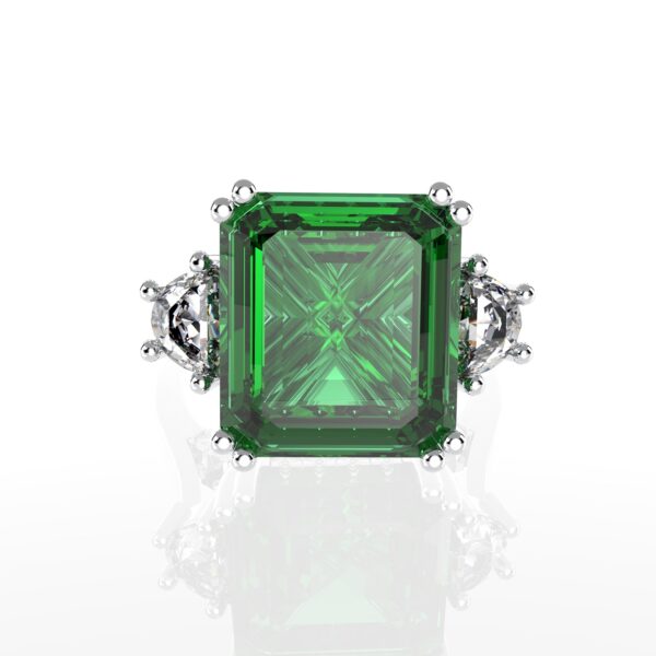 Green Radiant Cut sapphire ring