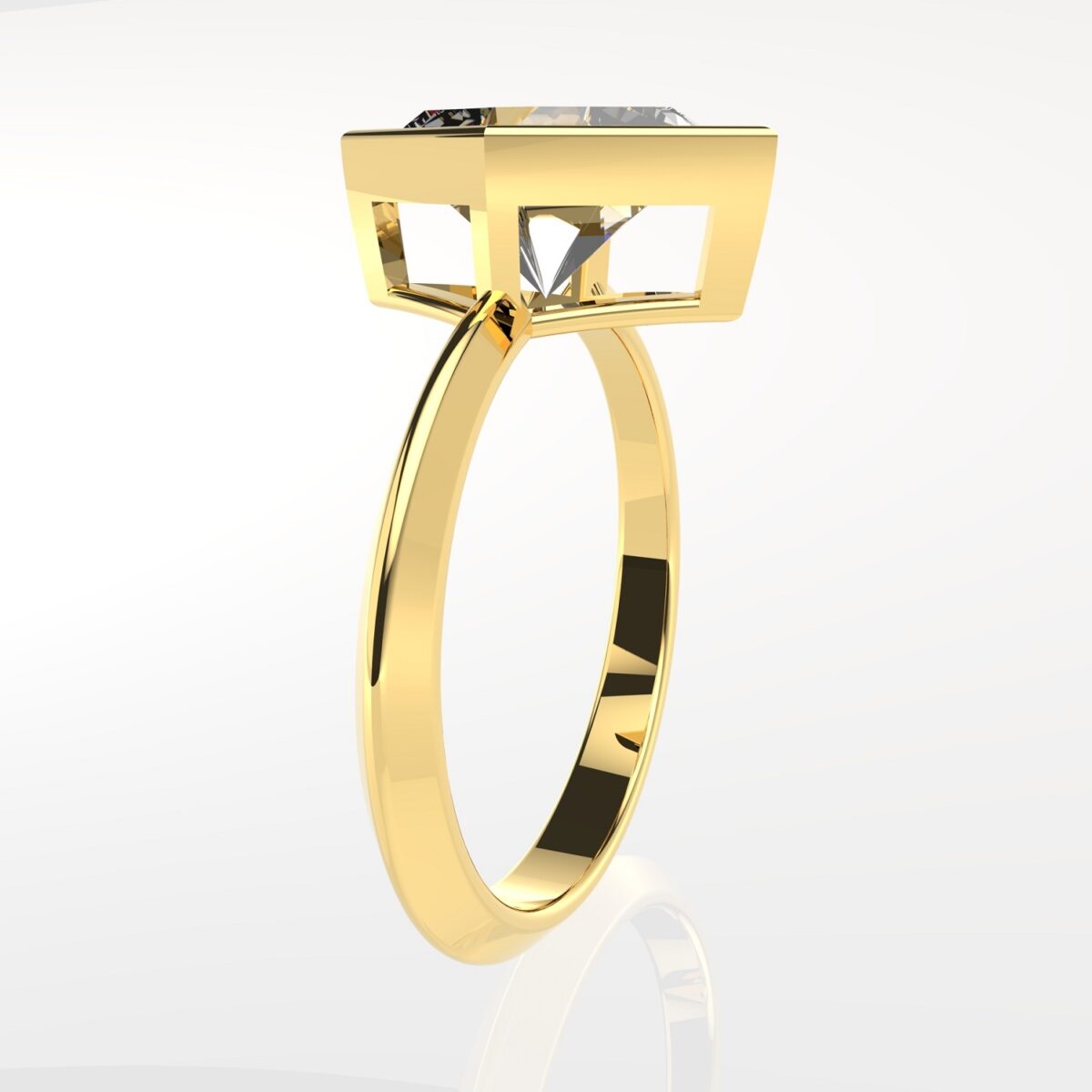 Bezel set engagement ring