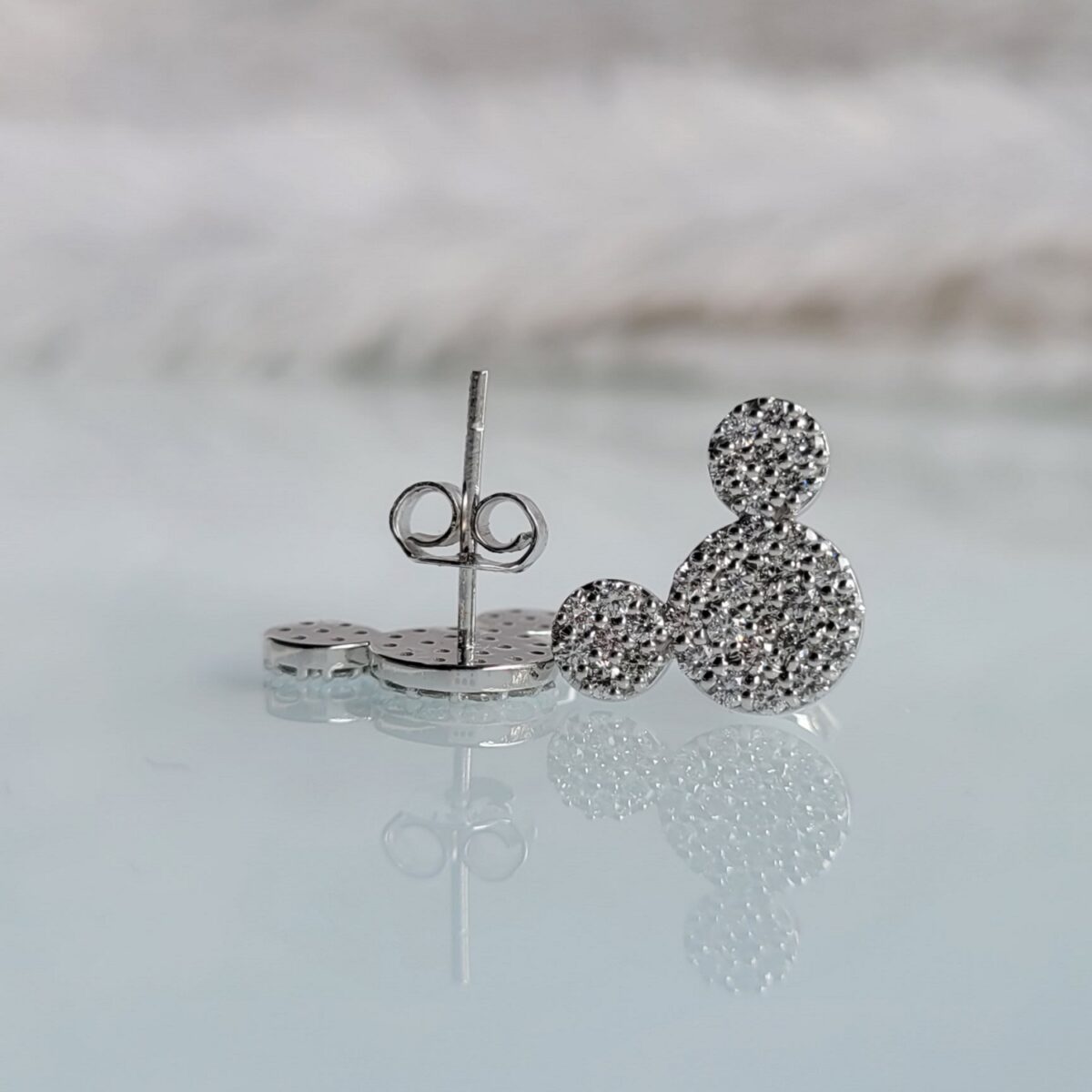 white gold diamond ear studs